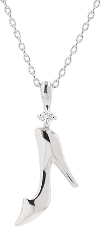[Disney] Cinderella Princess Pendant Necklace 10K White Gold Diamond Popular Glass Slipper OPCDS20228 from Japan ZZZ TKZ · v9