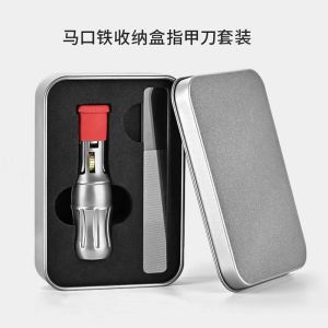 Nail Clippers Stainless Steel Slant Edge Trimmers With Catcher Large Opening Anti-Splatter With Lock & Nail File Set Modern Design