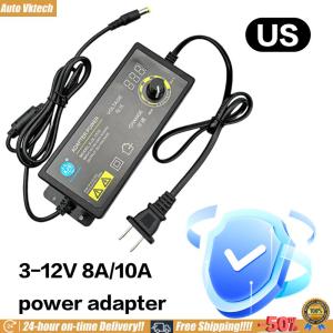 [Vktech]3-12V 8A Power Supply Adapter with LED Light for Speed Regulation (US)