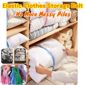 Elastic Clothes Storage Belt Wardrobe Storage Rope Space-Saving Wardrobe Organizer Holds Clothes Quilts Blankets No More Messy Piles