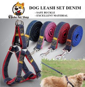 2pcs/Set Dog Harnes & Leash for Small/Medium/Large Dogs Denim Pet Leash