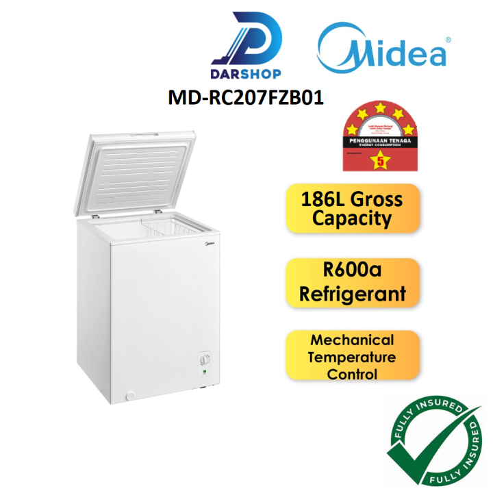 5 STAR Midea Chest Freezer 186L Peti Freezer Murah Deep Freezer Peti ...