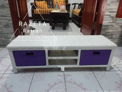 Terlaris COD Lemari Rotan plastik Meja TV Laci Susun 2 DVD buffet serbaguna Bebas pilih warna