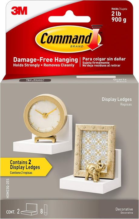 Command Display Ledges, Holds up to 2 lb, Quartz, 2 Ledges with 8 ...