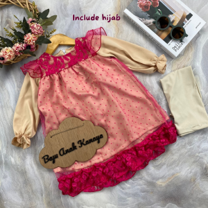 3-18 BLN GAMIS ANAK LETIZIA GAMIS TUTU ANAK SET HIJAB BY MYBEE