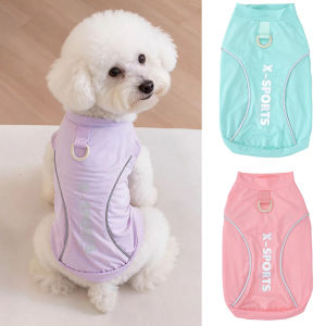 Summer Pet Dog Sports Reflective T-shirt with Traction D-ring Suitable for Small Dogs Schnauzer Pomerania Puppy Clothes Outfits