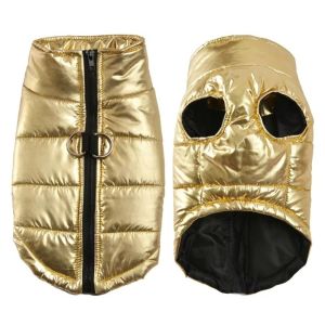 MILDPETAL Windproof Dog Warm Clothes Thickened Winter Dog Hiking Jacket Fashion Shiny Dog Bodysuit for Small Medium Dog