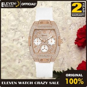 [Promo] Jam Tangan Wanita Guess GW0105L3 Raven Dual Tone Dial White Leather With Silicone Strap Original Garansi 2 Tahun [✔COD][100% Authentic] [COD]