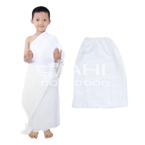 Baju Ihrom Instan Anak TK Kain Manasik TK Ihram Praktis Bahan Tebal Putih Polos Adem