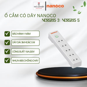 Ổ Cắm Điện Nanoco NES5215-3 / NES5215-5 5 Ổ Cắm 2 Chấu Dây Dài 3m/5m Bảo Vệ Quá Nhiệt - BNK