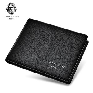 LAORENTOU Leather Wallets for Men Genuine Leather RFID Blocking Gift Box Packing Mens Slim Wallets with 3 ID Windows Credit Card Holders Casual Men Purses