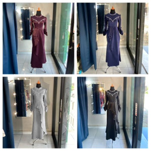 TERVIRAL!!! RISMA Dress Satin Silk Gamis Burgundy Bridesmaid Pesta Kondangan Duyung Slim Fit Gamis Lebaran Kekinian