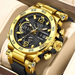 LIGE Dual Display Electronic Watch Men Original FOXBOX Multi Function Calenda Luminous Digital Watch na relo para sa mga lalaki