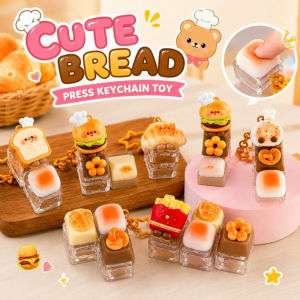 Cartoon Keyboard Keychain Cute Hamburger Design Kid Fidget Clicker Light-Up Stress Relief Toy