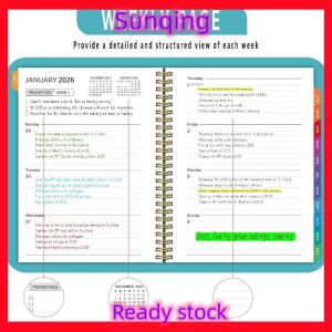 SQ Stationery [Flash Sale] สมุดวางแผน2026มีแท็กดัชนีขนาด A5 365วันไดอารี่แผนงานสำนักงานสมุดบันทึกตารางเวลาอุปกรณ์สมุดตารางเวลา