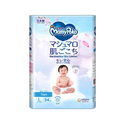 MAMYPOKO Air Fit Marshmallow Tape Super Premium Baby Diapers L 54s
