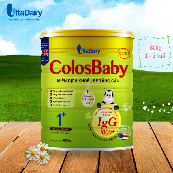 Sữa non COLOSBABY GOLD 1+ 800G, sữa bột giúp bé tăng cân, miễn dịch khỏe - VitaDairy