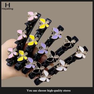 Hayating Sparkling Stone Braided Hair Clips Double Bangs Braided Barrettes Hairpins Women Girls Headwear Hair Styling Accessories
