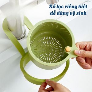GIỎ TREO LỌC RÁC BẰNG NHỰA CÓ NÚT NHẤN Rổ lọc rác thức ăn thừa nhấn đổ tiện lợi