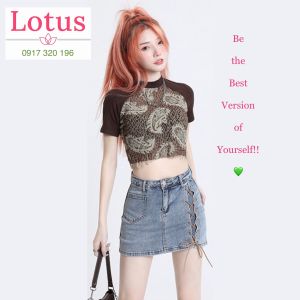 Lotus] Chân Váy Jean Đẹp thiết kế dây đan chéo độc đáo/ Váy Jean Ngắn Form Ôm Body Tôn Dáng/ Váy Bò Denim Nhập Khẩu chất lượng tốt dễ phối đồ