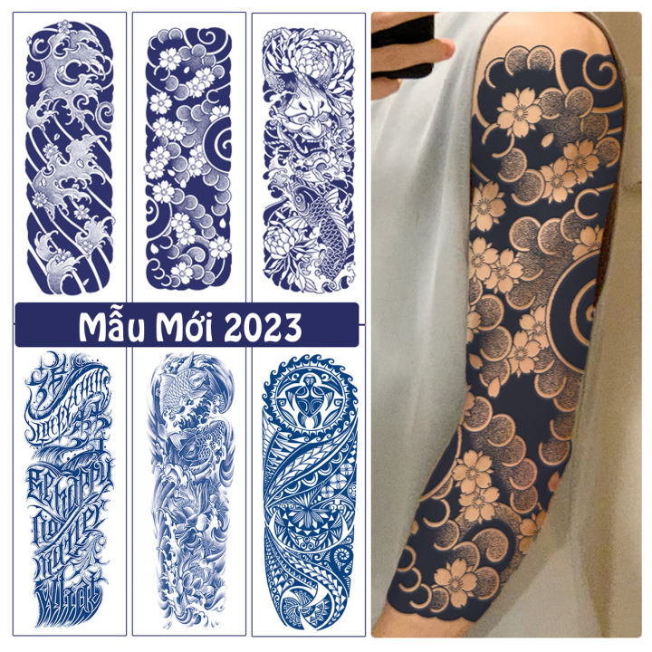 Giảm giá Combo 2 tấm hình xăm dán kín tay maori 17x48cm- tặng bắp tay xinh  15x21cm - Mua Thông Minh