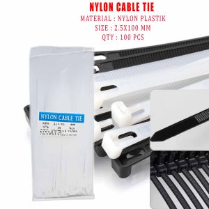 Kabel Serut Serbaguna - Nylon Cable Tie - Kabel Ties Hitam & Putih - Isi 100pcs