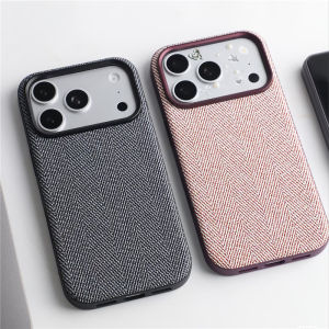Luxury Tech Woven Canvas For Magsafe c Case For iPhone 18Pro 16 17 17Pro Max Alloly Lens Frame Matte Hard Phone Cover