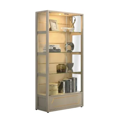 Living Mall Tessa Series Display Cabinet Book Shelves Glass Door with Light in 8 Design