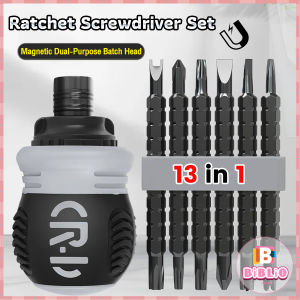 BIBLIO 13 in 1 Ratchet Screwdriver Set Alloy Steel Magnetic Dual-Purpose Batch Head Telescopic Screwdriver
