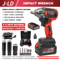 JLD 350N.M Impact Wrench 48Vf bor cas 2 baterai promo Brushless impact jld tool 48v original impact baterai pembuka baut mobil mesin bor baterai cordless impact driver set with koper kayu/tembok/CVT. 