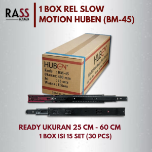 1 BOX Rel Laci Double Full Extension Slow Motion SM BM Soft Close Huben 45mm Uk 60cm