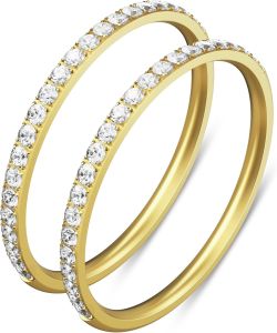 2-Pack 14K Gold Plated Stacking Rings for Oura Gen 4/Oura Gen 3 Cubic Zirconia Simulated Diamond Oura Ring Stack for Women