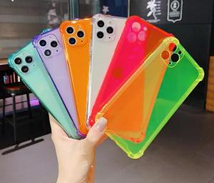 CrashStar Fluorescence Shockproof Clear Silicone Soft Phone Case for iPhone 16 15 14 13 12 11 Pro Max Mini XS XR X 8 7 Plus + SE 2020 Candy Clear Back Cover With Full Cover Carema Lens Protection Shell Hot Sale