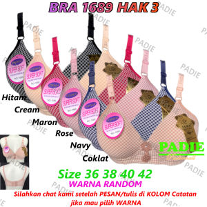 Larezzo - 3 PCS BH / Bra Wanita Cewek Dewasa FEMA 1689 Kotak Cup B Busa Sedang Tanpa Kawat Kaitan 3 Size 36 - 42