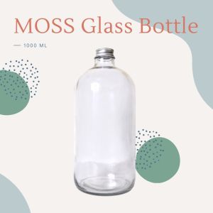 MOSS Glass Bottle 1000 mL | 1 Liter | Botol Kaca Tutup Stainless | Glass Bottle | Botol Kopi Cantik