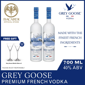 [Bundle of 2] GREY GOOSE Vodka - 700ml / 70cl 40% ABV + FREE Grey Goose Martini Glass x2 - Gluten Free Spirit Distilled and Bottled in France