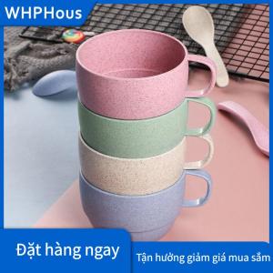 WHPHous Phong cách Bắc Âu nhựa trà cốc cà phê trà sữa uống cốc thân thiện với môi tái sử dụng rơm lúa mì Cốc du lịch phòng tắm bàn chải đánh răng cốc