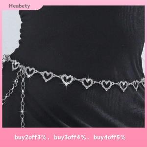 Heabety Fashionable Heart-Shaped Rhinestone Waist Chain Adjustable Female Belts Luxury Love Metal Dress Jeans Waistband Accessories