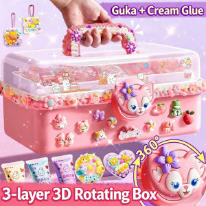 387Pcs DIY Goo Keychain Kit for Girls Cream Glue Sticker Set Craft Box Creative Educational Toy Gift for Kids