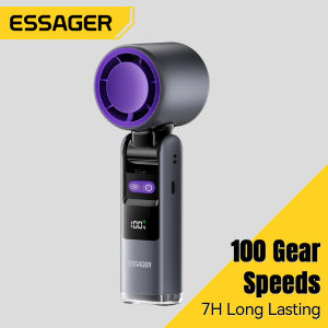 Essager High speed Hand-Held Fans 4000mAh 100 Speeds Digital Display Flashlight Type C Charge Cooling Wind Desk Fans Foldable Refrigeration Stand Fan Portable Hand Table Mini Refrigerable High-speed Fan