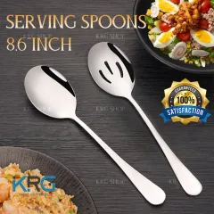 Serving Spoons 4 Pieces, Slotted Serving Spoon Large Cutlery For Catering Buffet Mirror Polished Dishwasher Safe 8 7 Inches - View #4