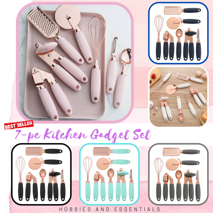 7pc / 5pc Stainless Steel Kitchen Gadget Set with Copper Plated Rose Gold Finished