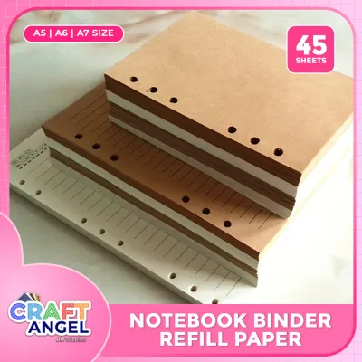 Refill Paper 45 Sheets (A5/A6/A7) 6-Hole Loose-Leaf Notebook Paper|LinedGridDotted Blank & Kraft for Binders&Journals