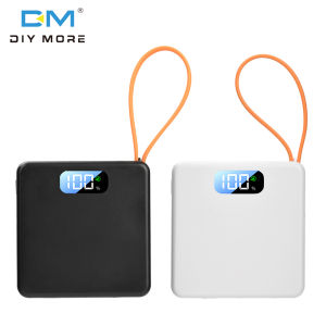 diymore Removable solder-free mobile power bank with 3 18650 battery holders DIY power bank with built-in cable 22.5W fast charging