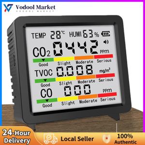 【Vodool】 Indoor Air Quality Monitor TVOC Temperature Humidity CO CO2 Detection Portable CO2 Monitor for Home Cars Plants and Pets