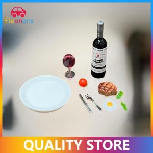 [Eleanor] 1 Bộ mô hình mô phỏng nhà bếp búp bê thu nhỏ Nhà búp bê quy mô 1:12 Bộ bít tết rượu vang nhỏ phụ kiện trang trí nhà