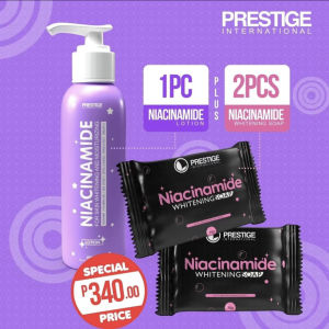PRESTIGE NIACINAMIDE LOTION with 2PCS NIACINAMIDE SOAP PRESTIGE INTERNATIONAL ALL SKIN TYPE BODY CARE MOISTURE SKIN REPAIR Comfort