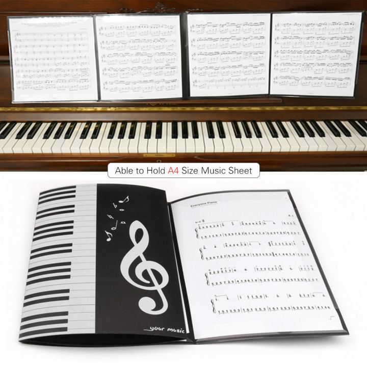Black Sheet Music Folder A4 Size Storage Holder Binder for Stage
