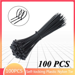 100 PCS Self-locking Plastic Nylon Tie  Black Fastening Strap Cable-Tie-Set Cable Zip Tie Fastening Ring Zip Wraps Strap Tie