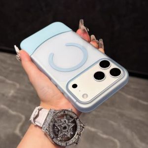 Splicing 2IN1 Matte For Magsafe Case For iPhone 17 Air 16 15 14 13 12 11 Pro Max Plus Magnetic Hard PC Back Translucent Cover